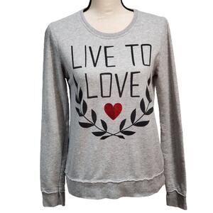 Gray Live to Love Graphic Heart Round Neck Sweatshirt S/P